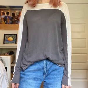 C&C California Off White and Grey Long Sleeved Top
